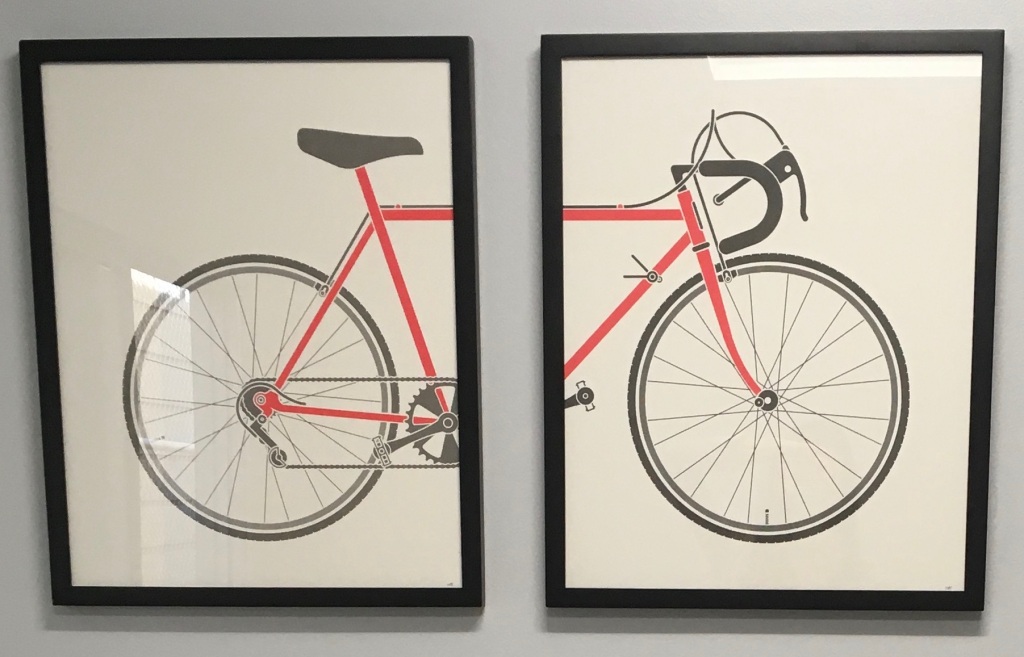 Stolen Red road bike art print, two pieces